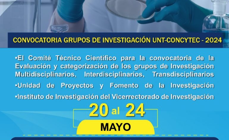 Proceso de convocatoria para la constitución de grupos de investigación – UNT-CONCYTEC – 2024